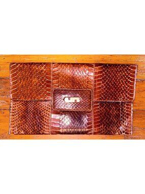 Vtg ENVELOPE CLUTCH Purse SNAKESKIN Made in FRANCE for SAKS 5th AVE 12.5"x7.25"